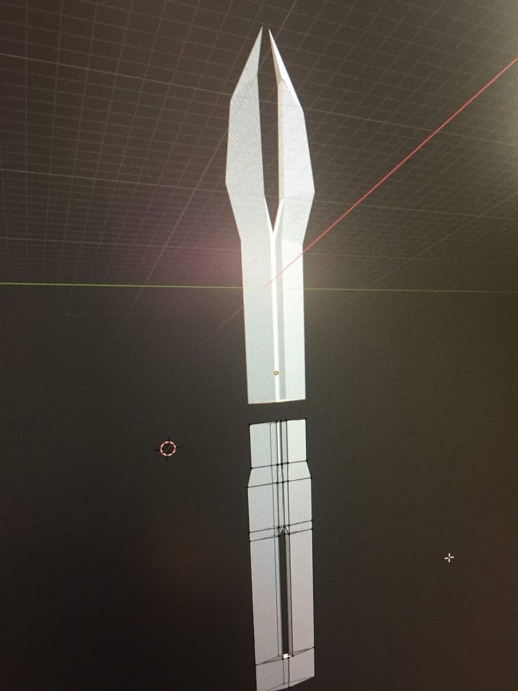 Most of the blade made in Blender.