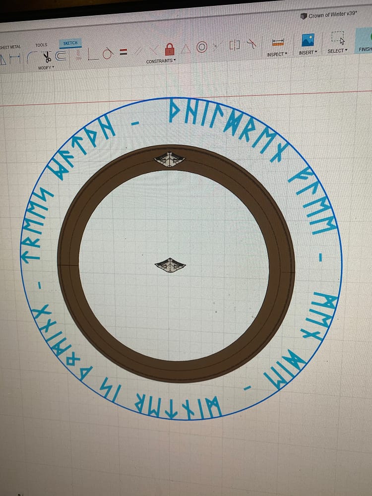 Text to path putting the runes on a circle to place on the circlet later.