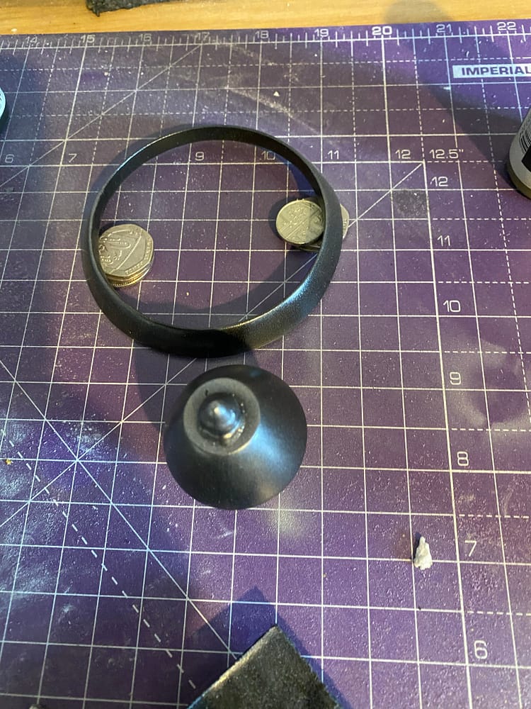 Outer rim and inner ring painted chrome.