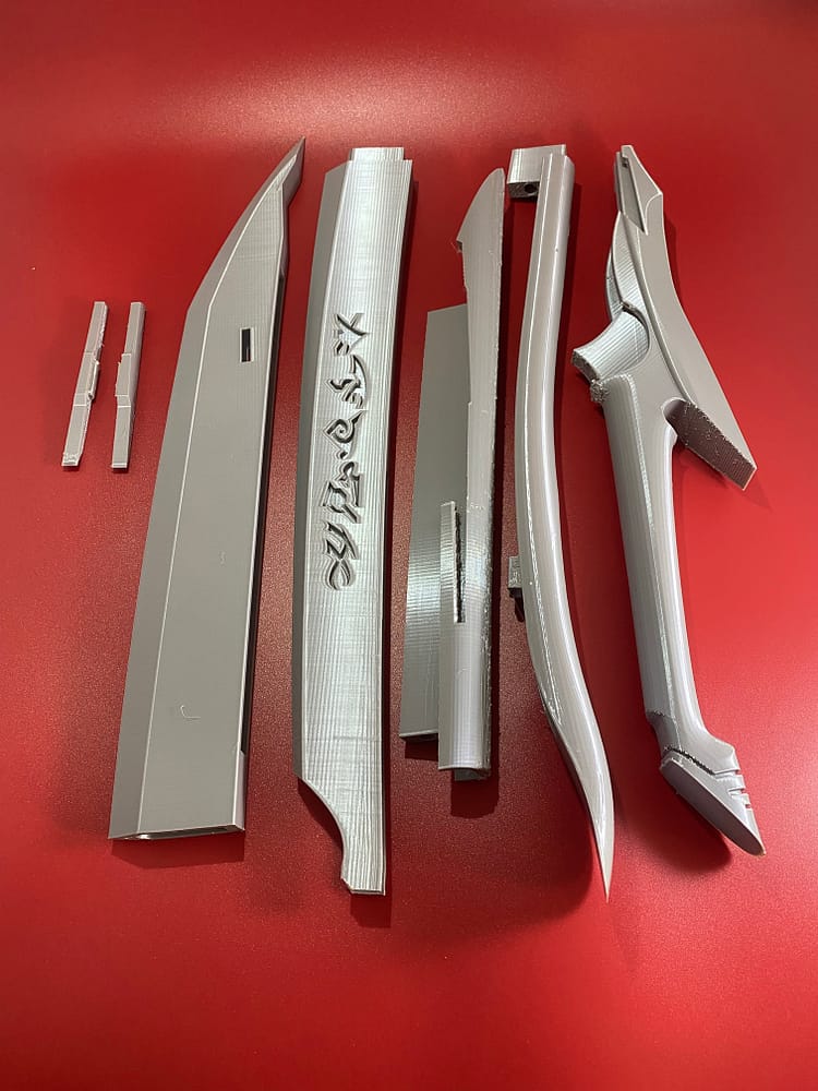 Yones Azakana Sword Raw Build all parts in grey PLA
