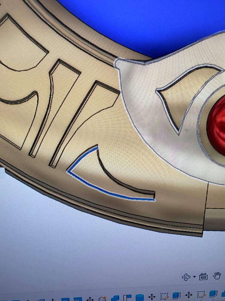 Close up of Fusion 360 modeling