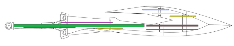 Image of design of Tidus' first sword with Print It Yourself Support Rods highlighted