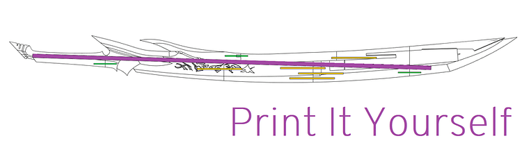 Image of Yones Azakana Blade Print it yourself with support rods highlighted