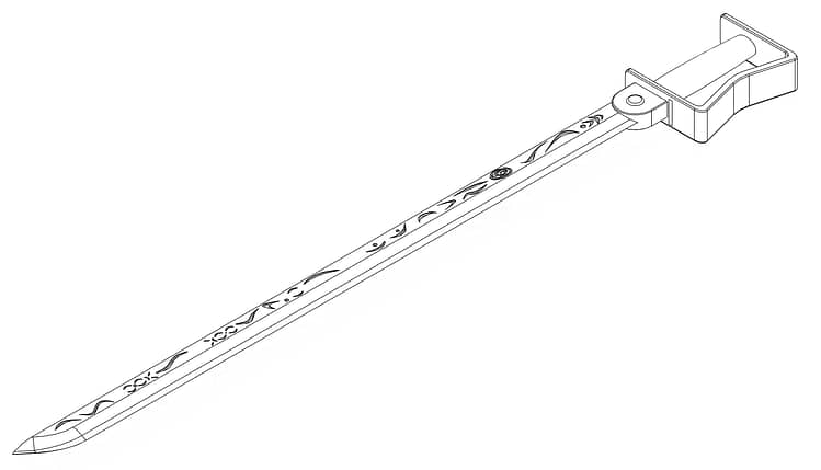 Wireframe image of the 3d design of General Armstrong's sword