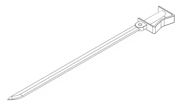 Wireframe image of the 3d design of Wrath's sword