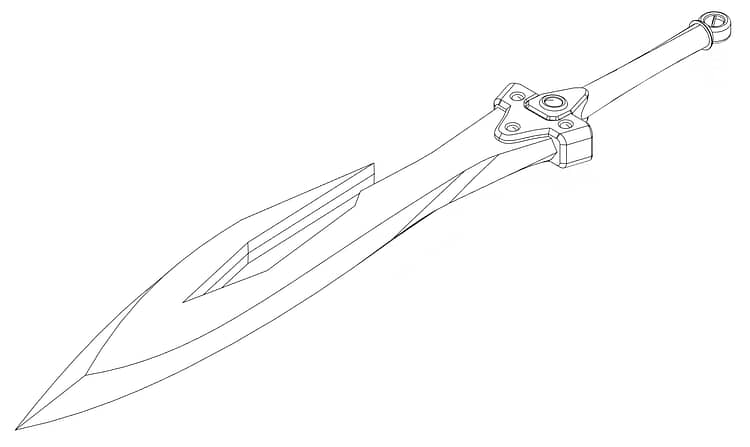 Wireframe image of the Tidus' First Sword from Final Fantasy X
