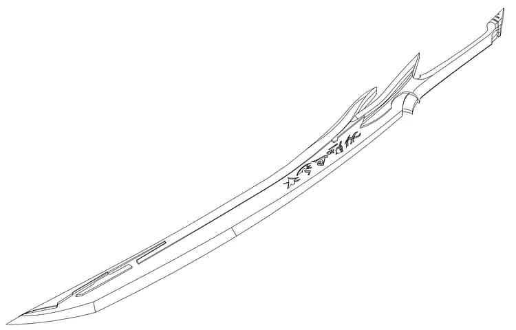 Wireframe image of the Yones Azakana Sword from League of Legends
