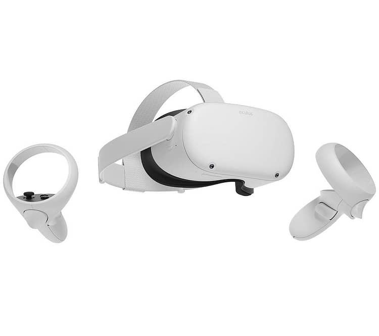 Oculus Quest 2 VR headset with a white background