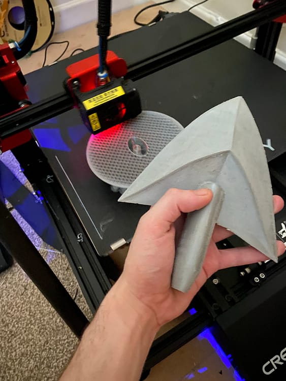Arrowhead printed,, body section printing in the background.
